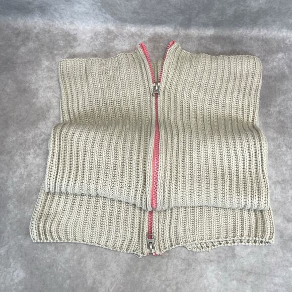 NWT Tildon Nordstrom Cable Knit Scarf Turtle Neck Warmer Beige Pink Zipper Cozy - Picture 8 of 8